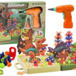 Construction 3D dinosaur building set with drill in a carry case