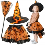 Kids Witch Costume 3‑piece Set Orange