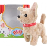 Gående brun hundehvalp på batterier