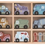 Set of Wooden Toy Cars with Shelf 2Kids Toys