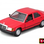 Metalen modelauto Bburago 1:24 Plus 1987 Mercedes-Benz 190E rood
