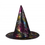 Children's witch hat with a colorful spiderweb