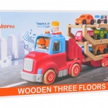 Wooden Tow Truck with Cars and Light and Sound Effects