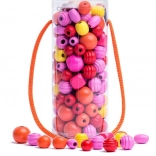 Kralen in een buis roze-geel-rood