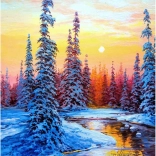 Diamantové malování - Řeka v zimě 30x40 cm