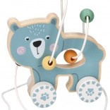 Giocattolo in legno da trainare con labirinto di perline - Orsetto