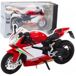 Metal sports motorcycle 1:12 with lights and sounds – red‑white