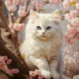 Mosaico di diamanti – gatto tra i fiori