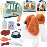 interactive plush beagle puppy with portable carrier and feeding set