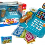 Kids' cash register with scale and battery-powered scanner