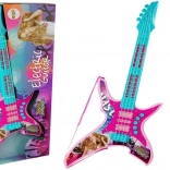 Dziecięca gitara elektryczna z migającymi światłami i dźwiękami, różowa, 62 cm