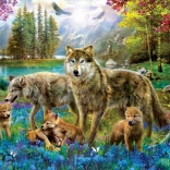 Puzzle EUROGRAPHICS Wolf Family by the Lake XL 500 Pieces