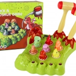 Dinosaur mole-whacking game with two hammers