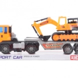 Teherautó kotrógéppel