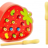 Wooden Worm Catching Game - Red Strawberry