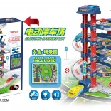 Large interactive parking garage with electric elevator and play mat, 2 metal cars and accessories