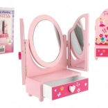 Kinderkapspiegel met sieradendoos Princess, van hout, roze