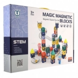 Magnetic marble run with figures, 102-piece construction set