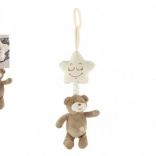 Pluche teddybeer met sterretje – hangend muziekdoosje voor ledikant en kinderwagen, 36 cm