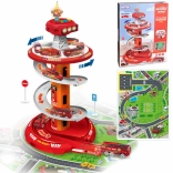 Woopie spiral fire station parking with track and 3 cars