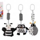 Hanging black-and-white plush toy for stroller and crib, 30 cm