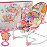 2-in-1 Cradle and Rocker, Pink Flower, with Melodies and Vibrations