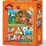 ART PUZZLE The Three Little Pigs – set of 2 puzzles (24 and 35 pieces), 34 × 24 cm