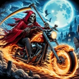 Diamentowe malowanie Szkielet na motorze 30x40 cm