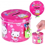 Rózsaszín fém persely lakattal Happy Smile