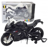 Metal model of sports motorcycle with lights and sound black 1:12