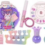 kids’ cosmetic trolley case for nails and make‑up, purple, 9 pieces