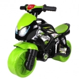 Groen-zwarte kinderloopfiets motor