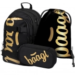 baagl school set skate gold – backpack, pencil case and drawstring bag