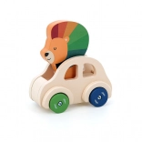 Wooden Toy Car with Horn Lion by Vilac