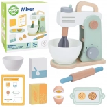 Woopie Green wooden kitchen mixer with accessories, 11 pcs